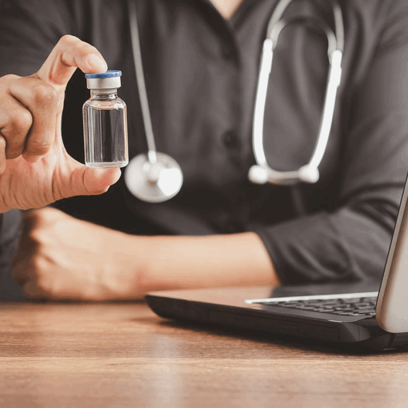 Physician holding TRT Vial